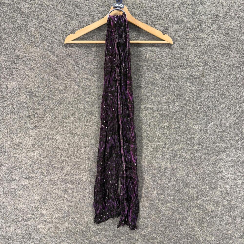 New Chaps Scarf Women Black Geometric Sequin Neck Warmer Rectangle